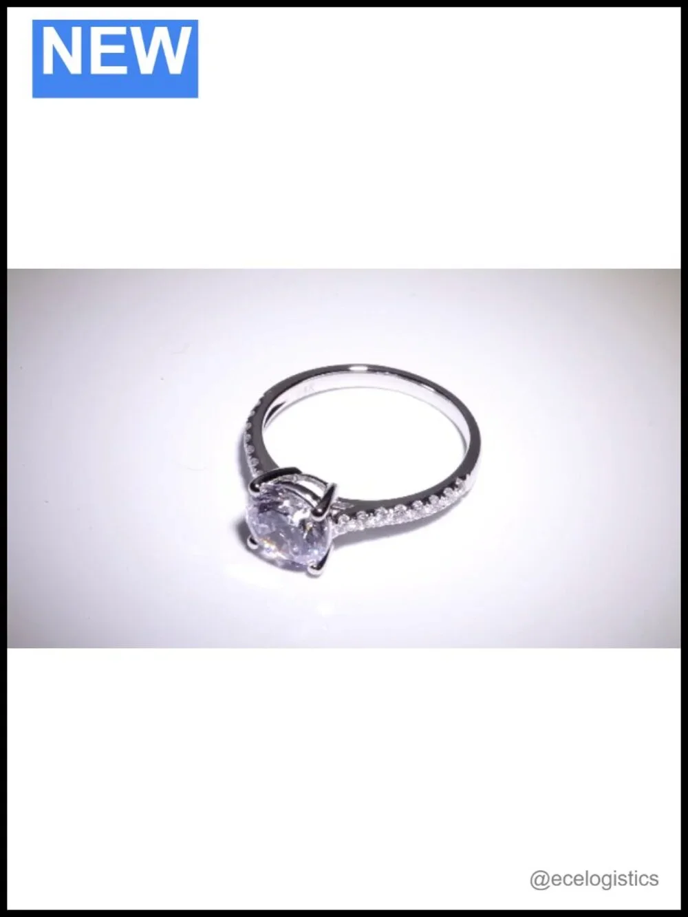 14k White Gold 2CT Simulated Diamond Engagement Ring 4-Prong Promise Bridal